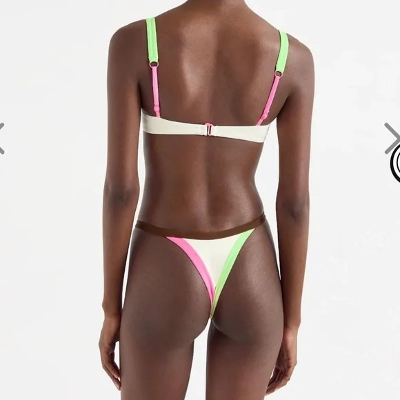 NWT OneOne Swimwear Bikini Set Paros Elodie Justine Cream Brown Pink Green New - Picture 5 of 7